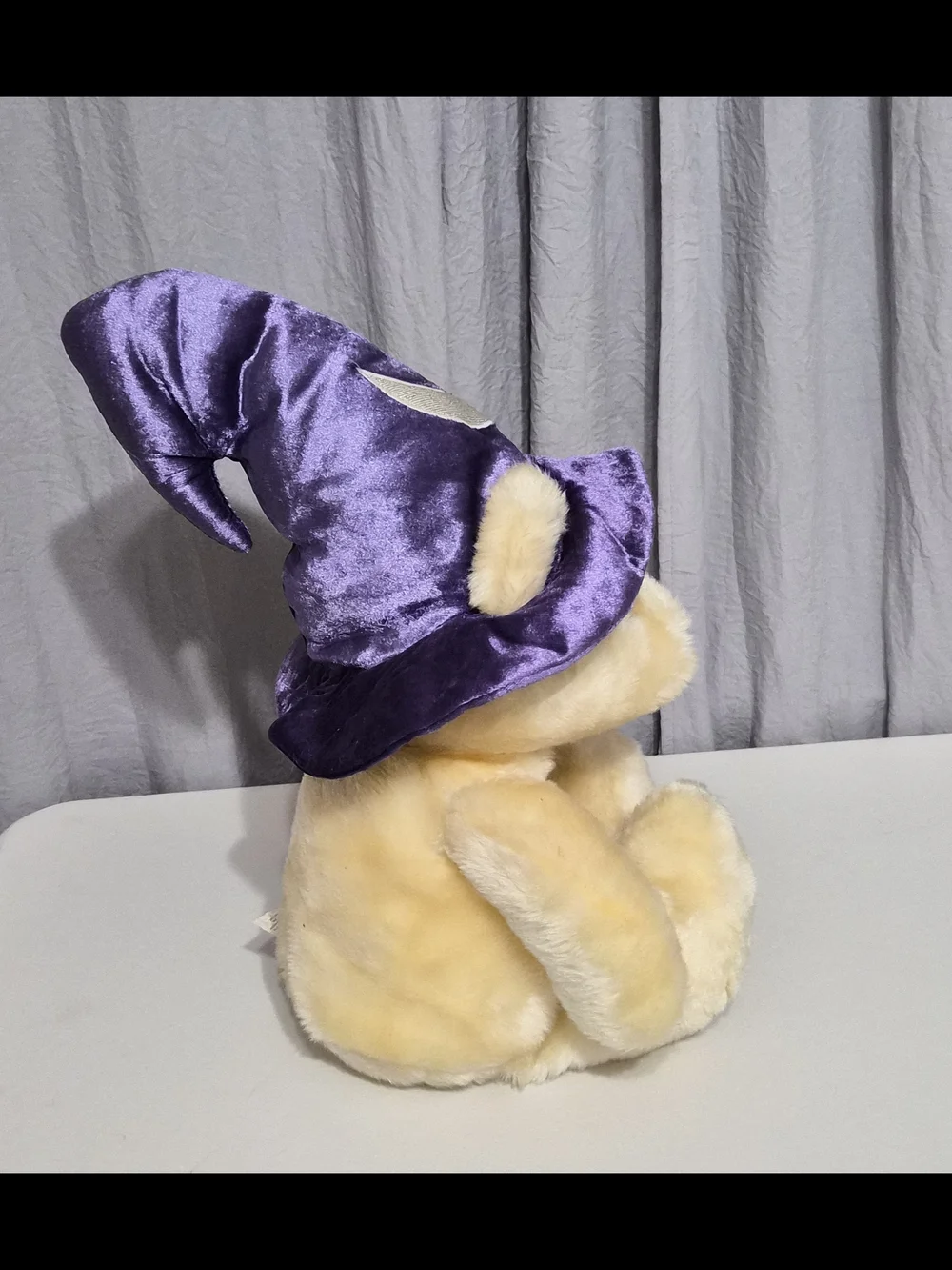 Vintage Plush Teddy Bear with Purple Wizard Hat - Soft Kids Toy